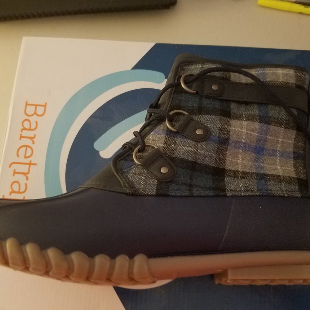 BareTraps  Navy Plaid Water Proof Boots SZ11